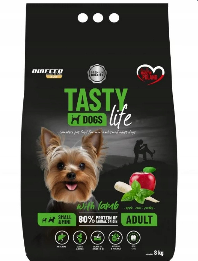 Biofeed Krmivo pro dospělé psy mini, malých plemen Jehněčí Tasty Dogs 8 kg
