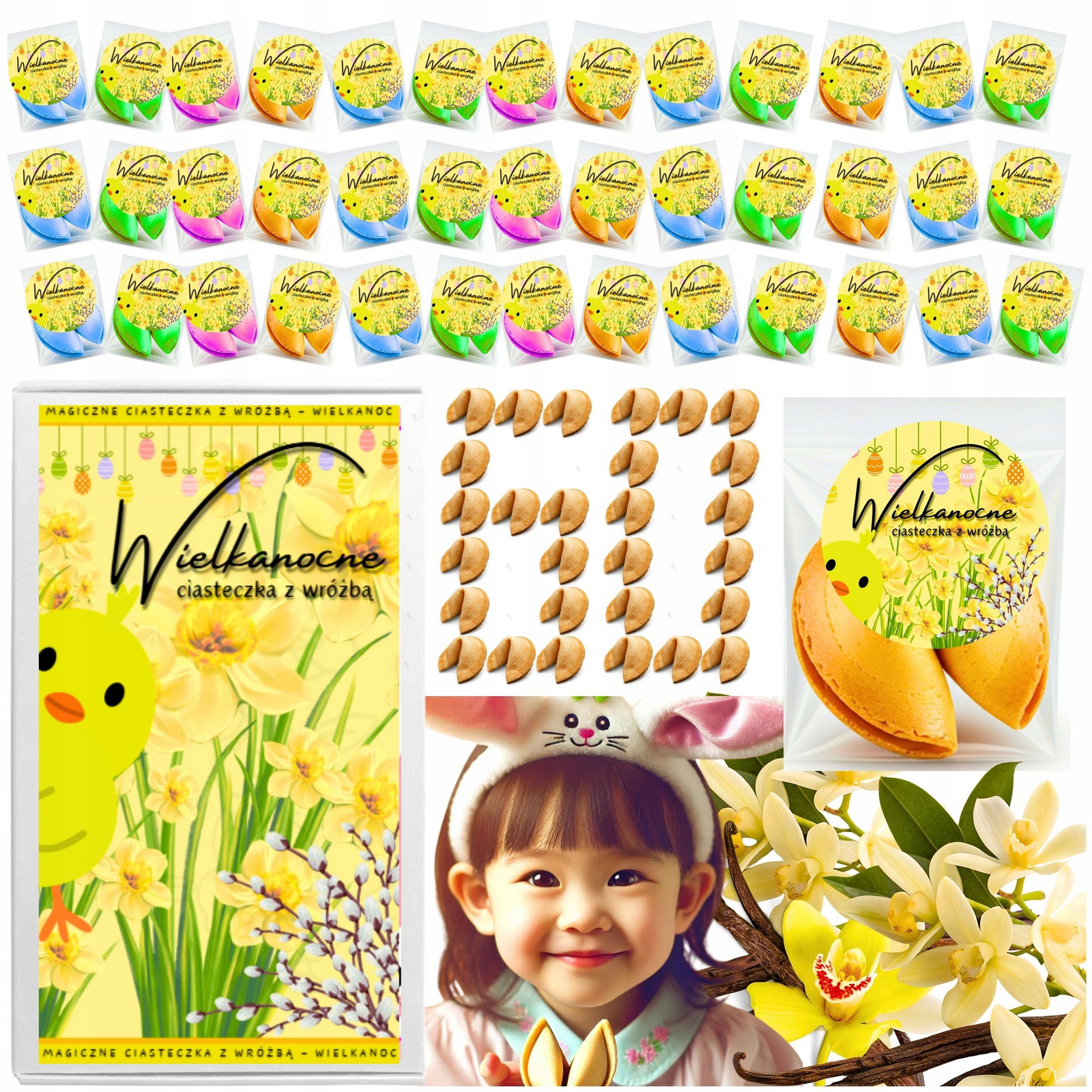 Velikonoční sušenky s věštbou Velikonoce Barevné MIX pro děti 50 ks