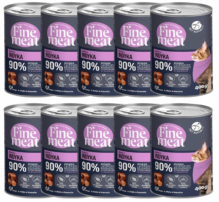 PetRepublic Fine Meat pokrm s krůtím masem 90% krmivo pro kočky Bez Obilovin 10x400g