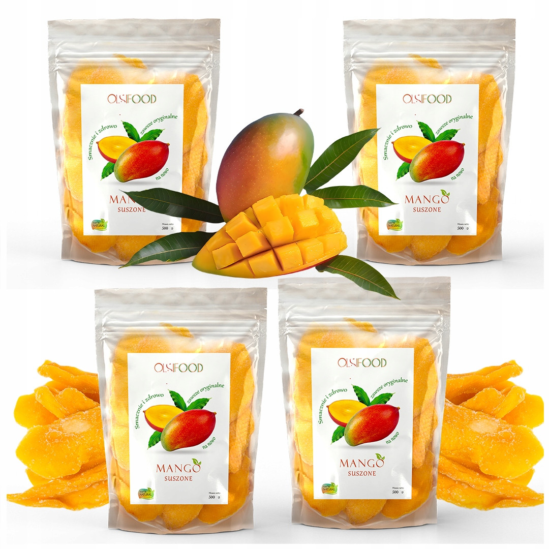 Sada 4 ks x Mango Sušené Plátky Aromatické & Šťavnaté Plátky 500g
