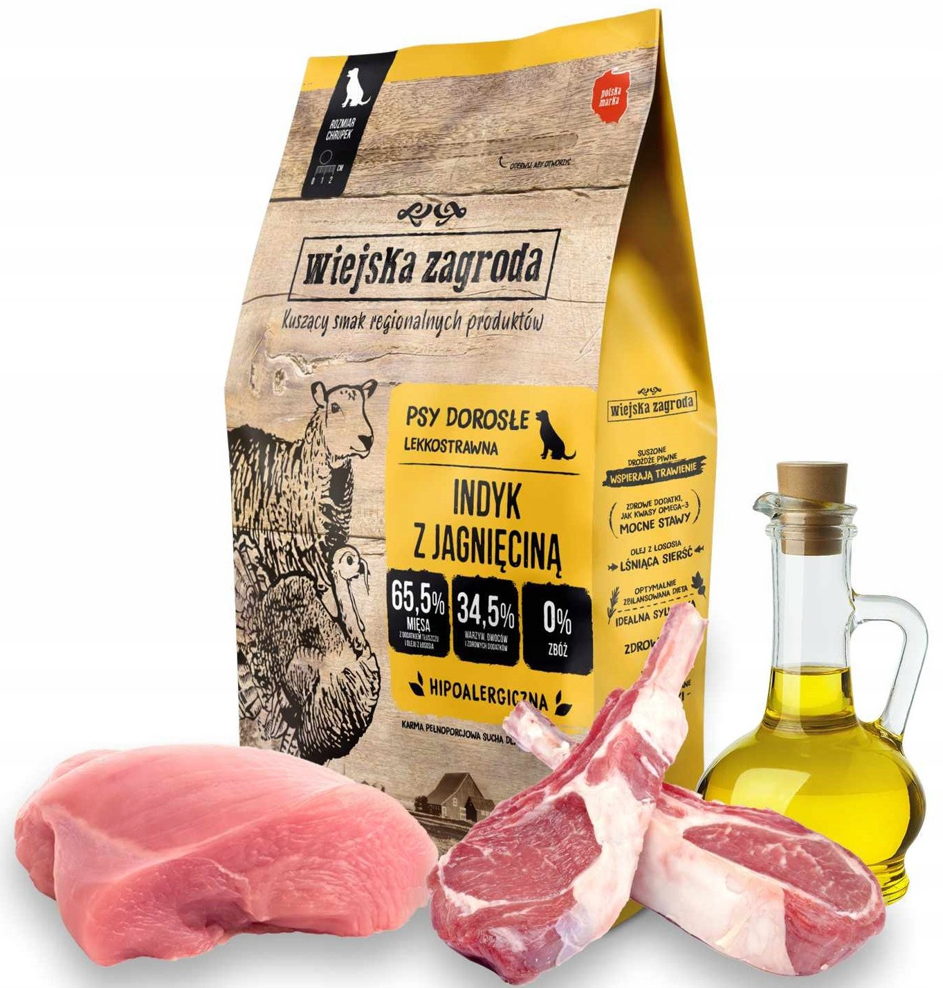 Wiejska Zagroda Krůta s jehněčím masem 9 kg M pro psy