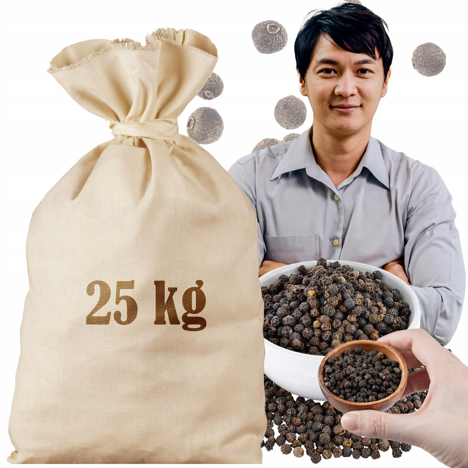 Pepř Černý 25kg Zrno ostrý Přírodní sáček