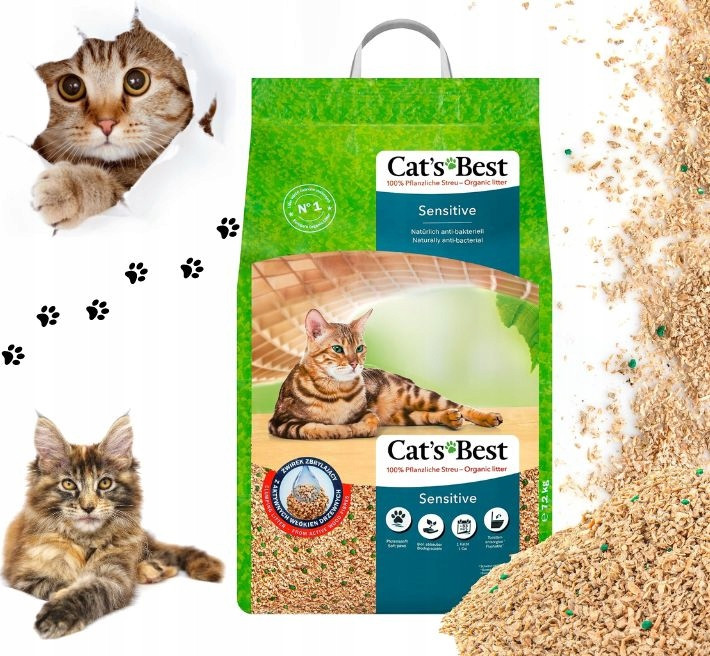 Cat's Best Sensitive 20L Dřevěný stelivo pro kočky s blokátorem pachů 7,2k