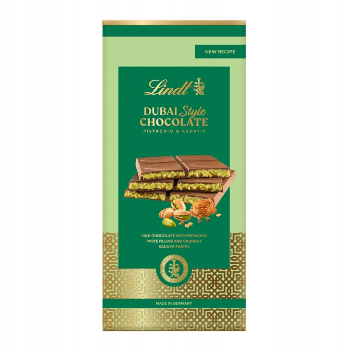 Lindt Čokoláda Dubajská 145g Dubai Chocolate s Pistáciemi a Kadayif