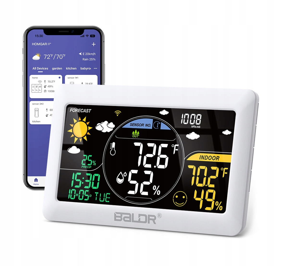 Meteorologická Stanice Barometr Wi-fi Venkovní Senzor Baldr B388WH-V7 Wi-Fi