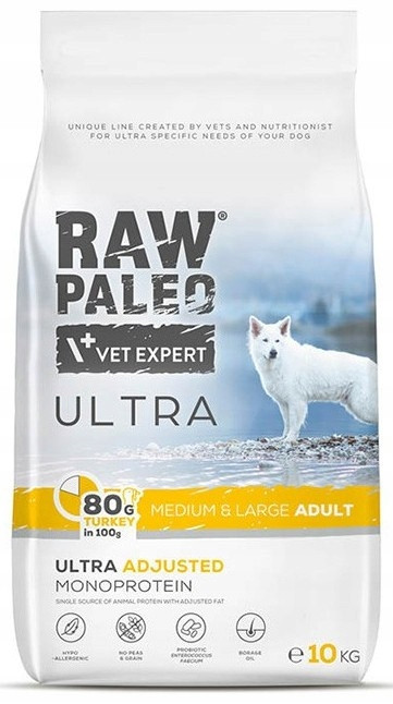 Raw Paleo Ultra Medium Large Adult 10kg Suché Krmivo s krůtím masem pro psa