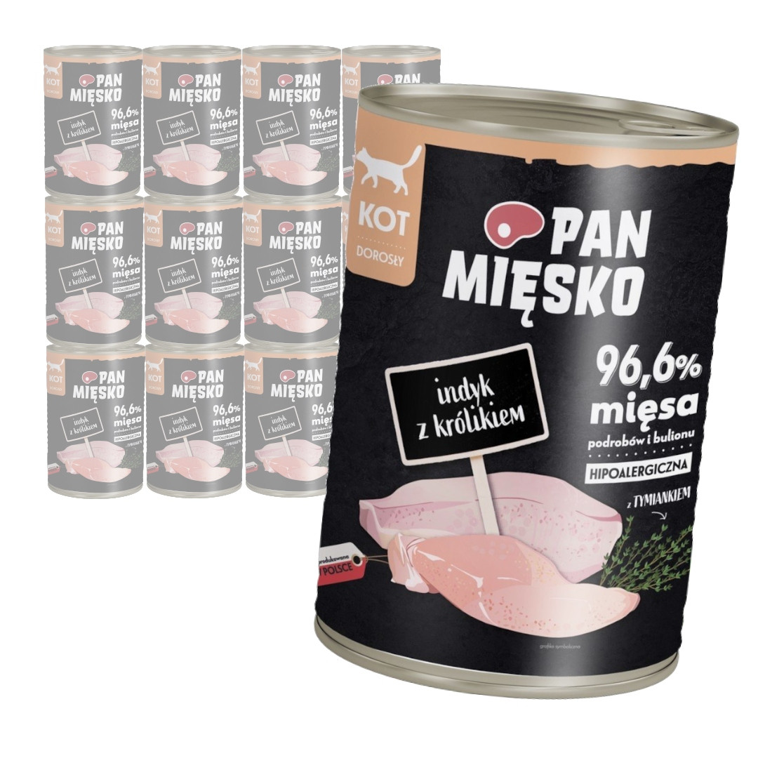Pan Mięsko Krůta s králíkem 12x400g Mokré Krmivo pro dospělé kočky