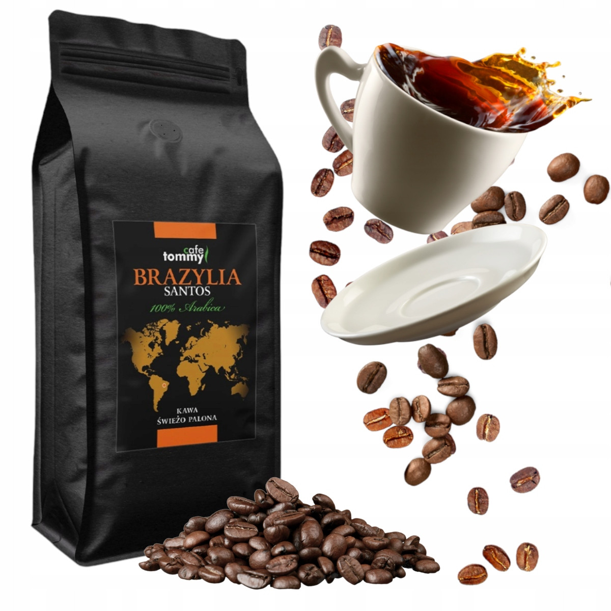 Káva zrnková Brazílie Santos 2kg Čerstvě pražená 100% Arabica Tommy Cafe