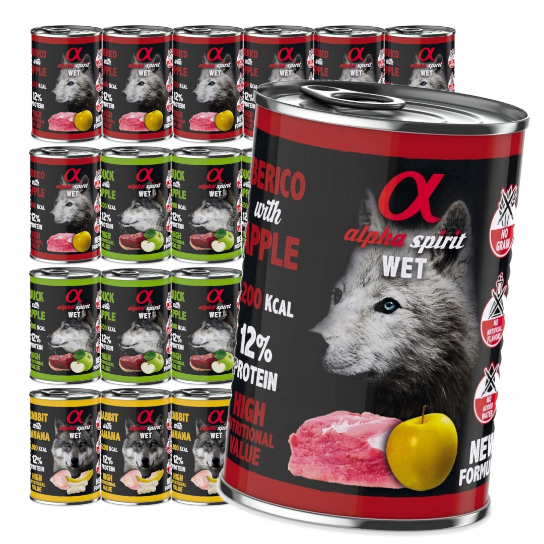 Alpha Spirit Mix 3 příchutí 12x400 g Bezobilné Vlhké Krmivo pro psy