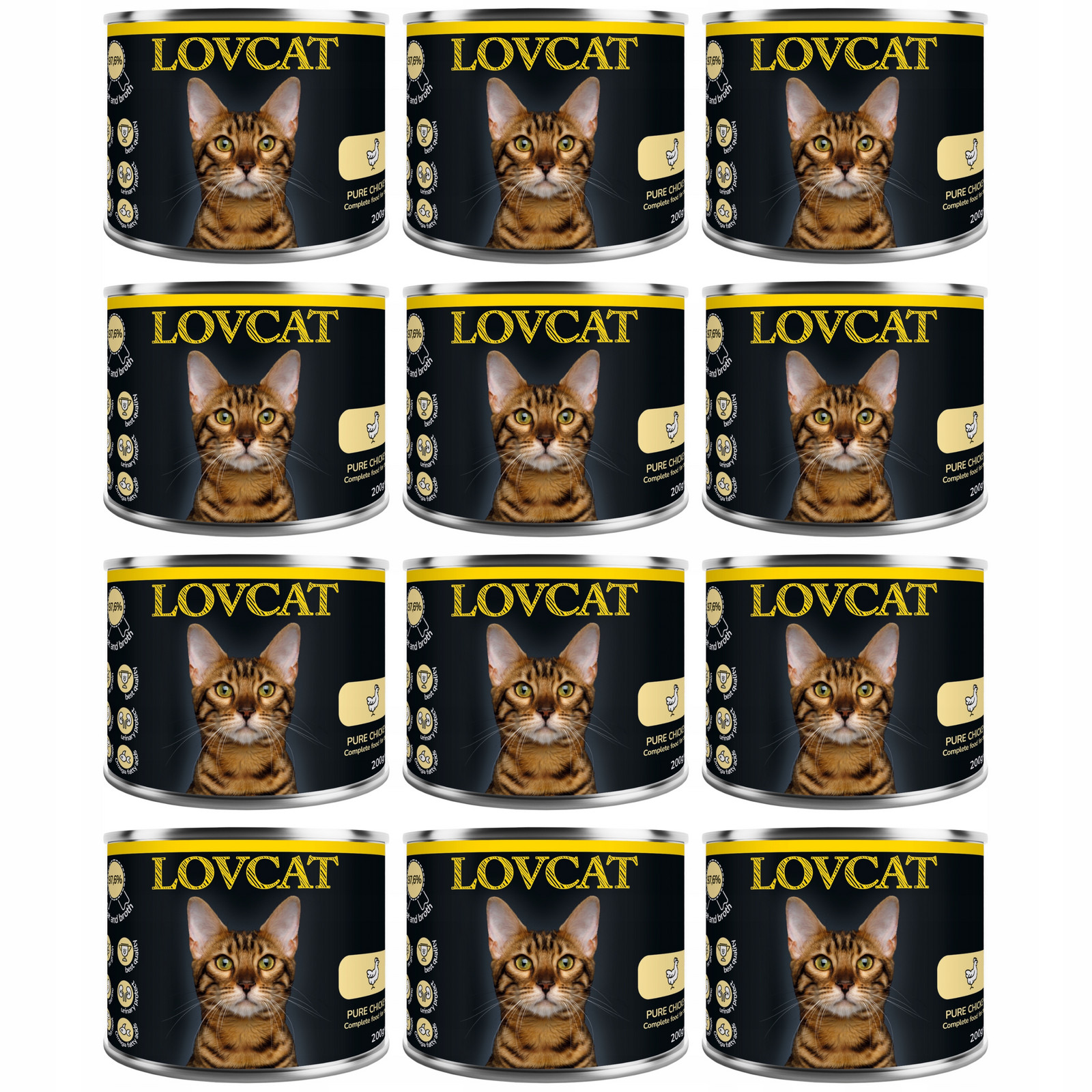 Lovcat Chicken krmivo kočka Kuře 12 x 200g Set
