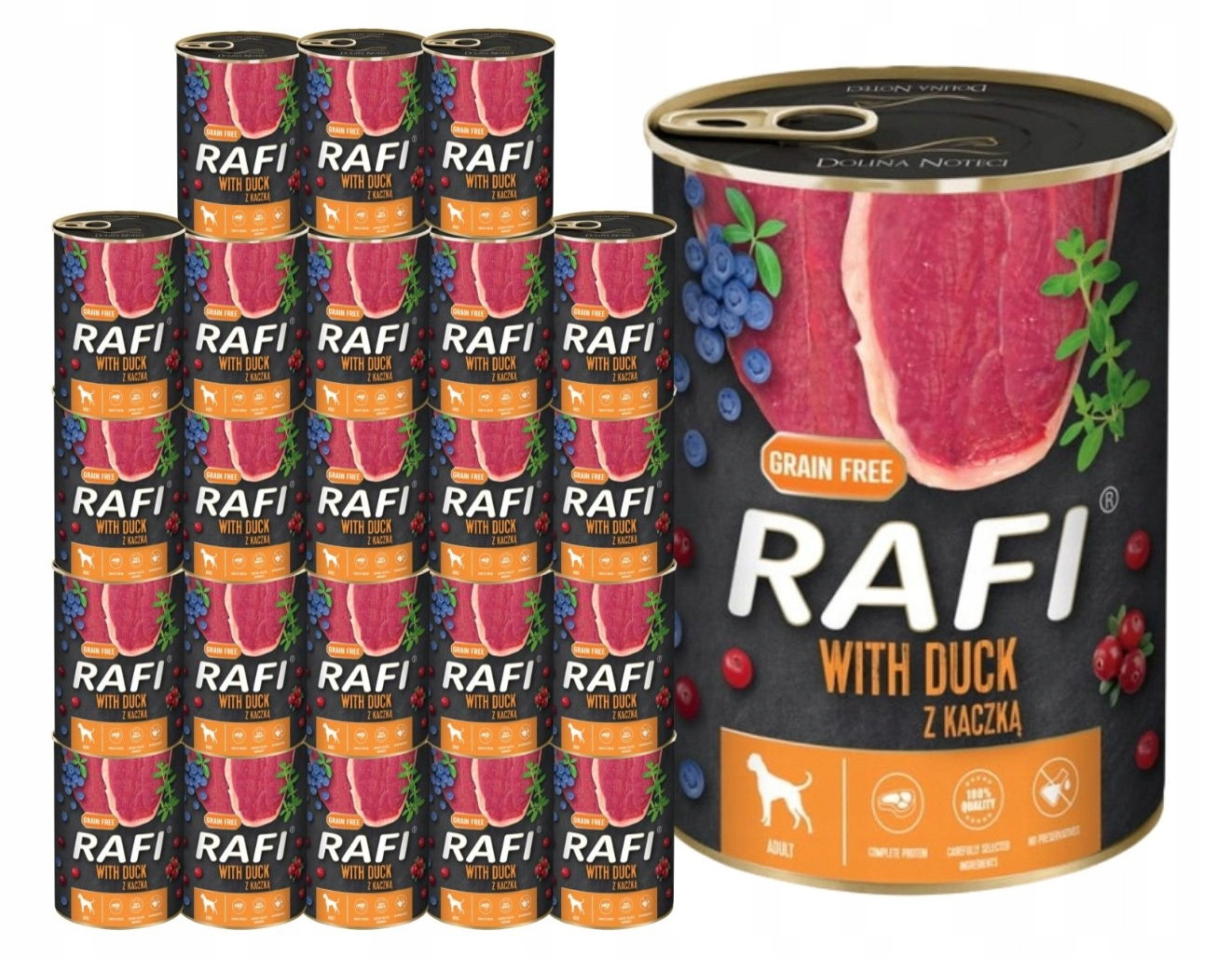 Rafi vlhké krmivo pro psy s kachnou 24x400 g Bezobilné Dolina Noteci