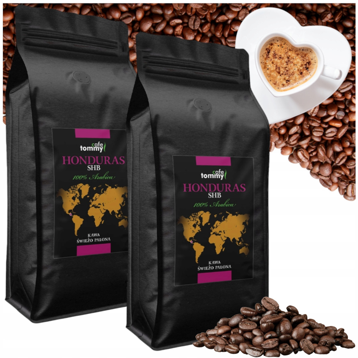 Káva zrnková 2x1kg Honduras Čerstvě pražená 100% Arabica Tommy Cafe