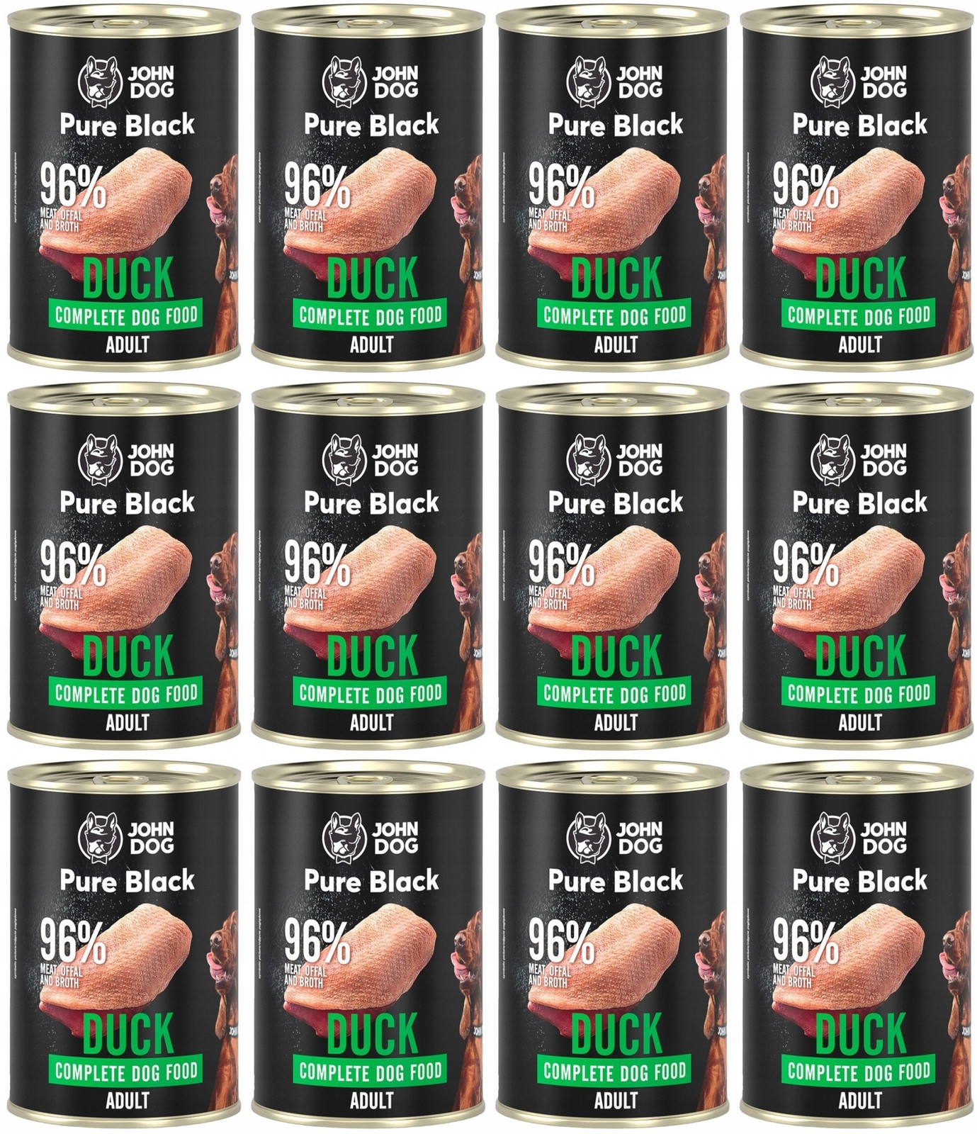 John Dog Pure Black Adult Duck 12 x 400 g