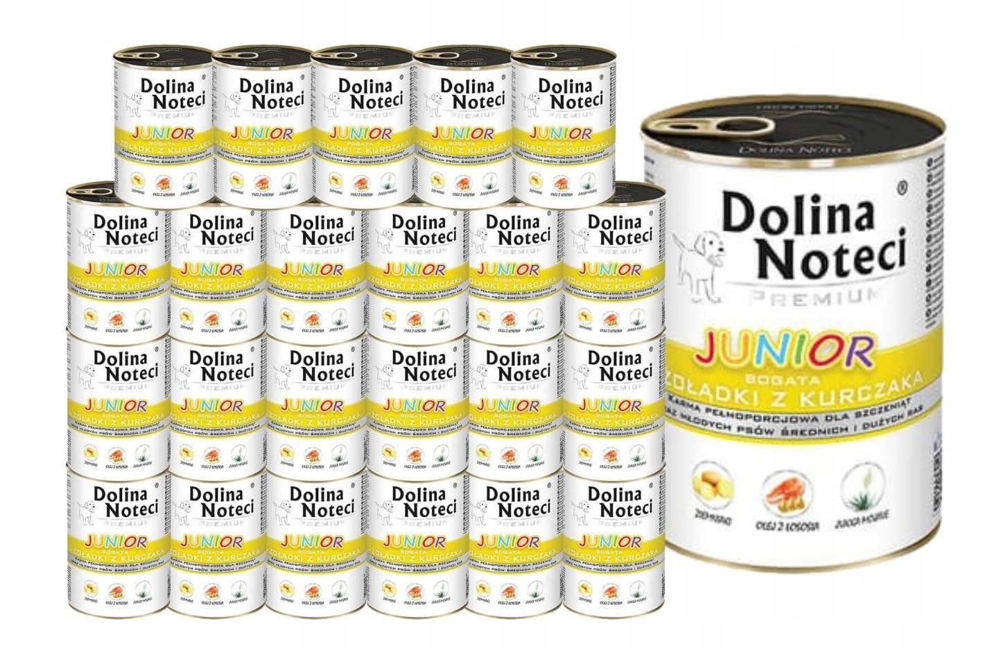 Dolina Noteci Premium Junior 12x400g Vlhké Krmivo pro štěňata a kuřecí žaludky
