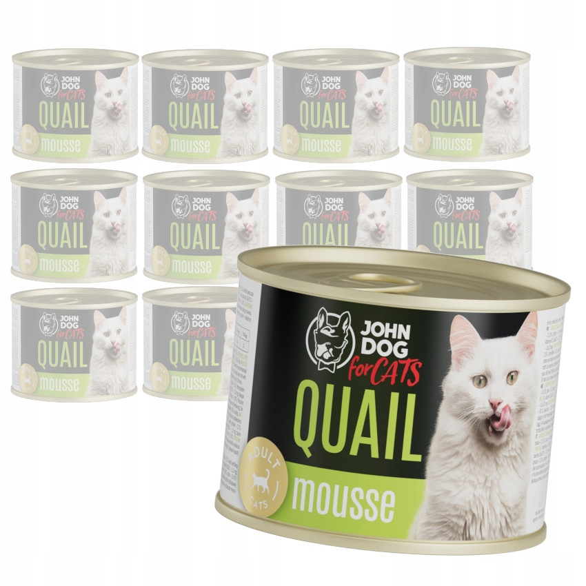 John Dog for Cats Mus s křepelkou 12x200 g Bezobilné Mokré Krmivo Pro Kočky
