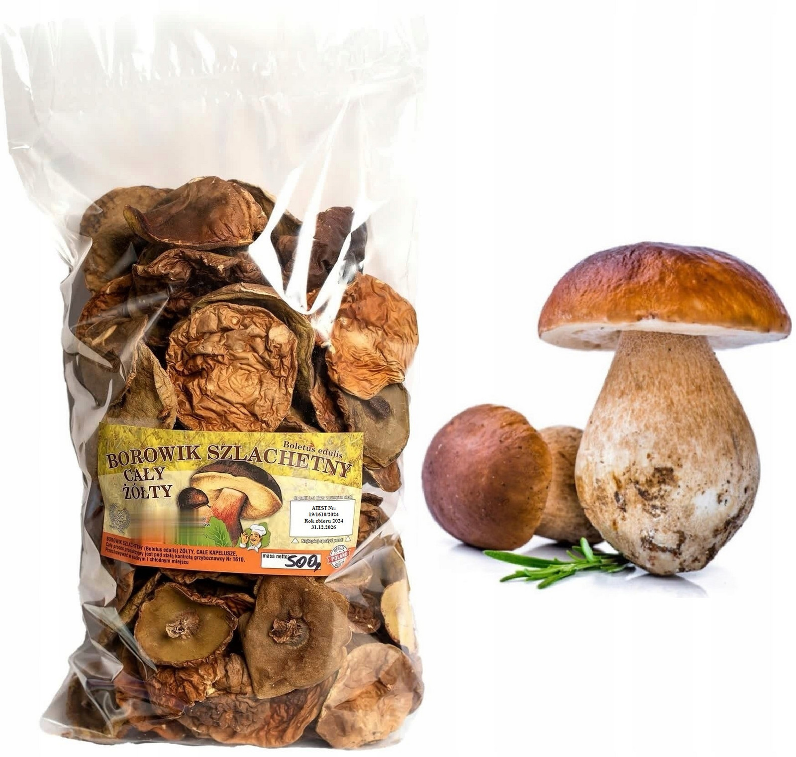 Hříbek Žlutý Klobouky 500g Polský Atest 2024 Nová Sklizeň sušené houby