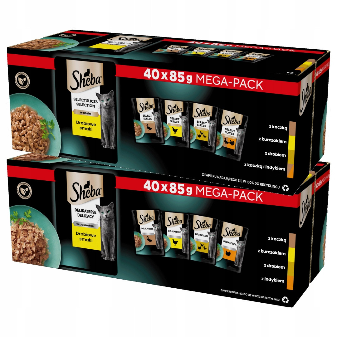 Sheba Drůbeží příchutě 80x85g Mokré Krmivo Pro Kočky V omáčce A želé