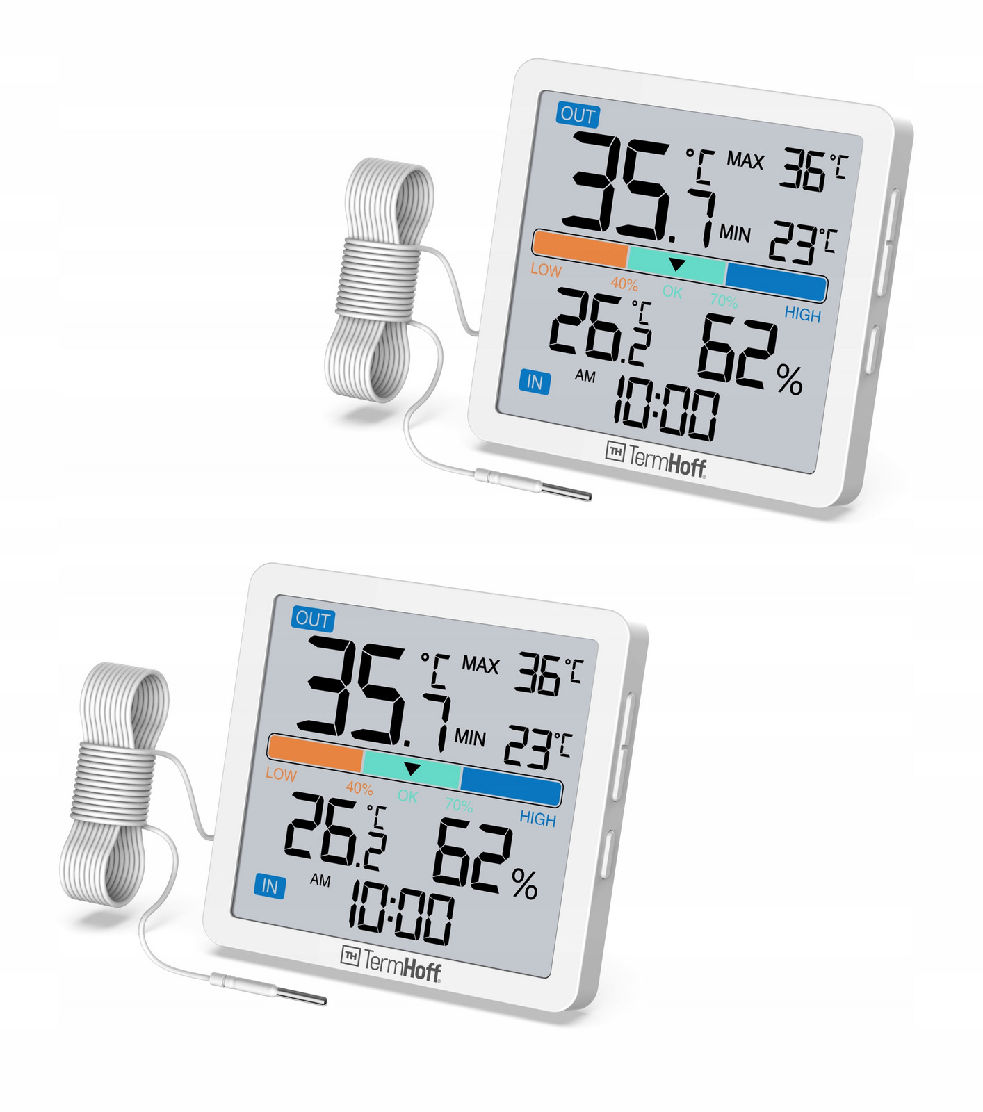 Teploměr Monitor teploty Vlhkosti Hodiny Sonda TermHoff THM-04