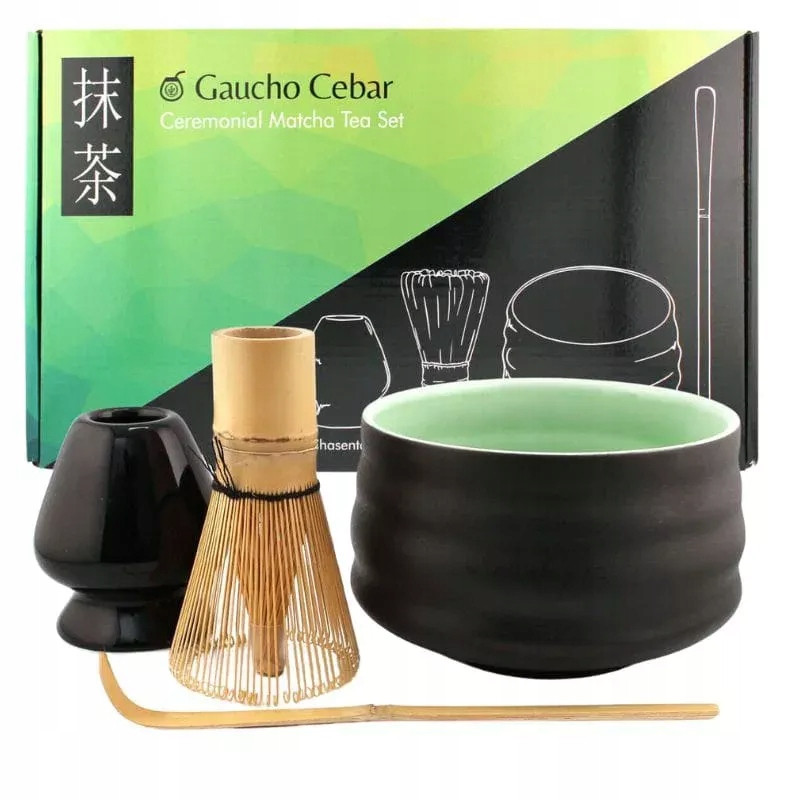 Sada na matchu čaj matcha šálek metla podstavec lžička