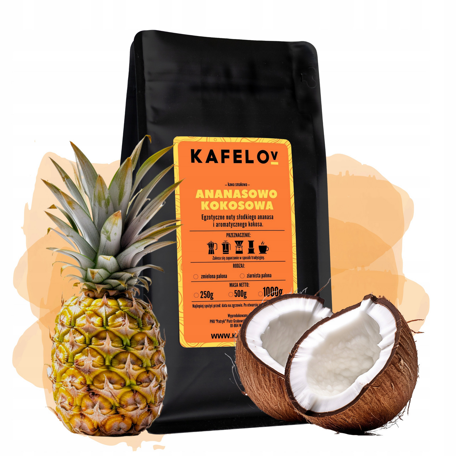 Káva Kafelov Ananasová-kokosová 1000G zrnková
