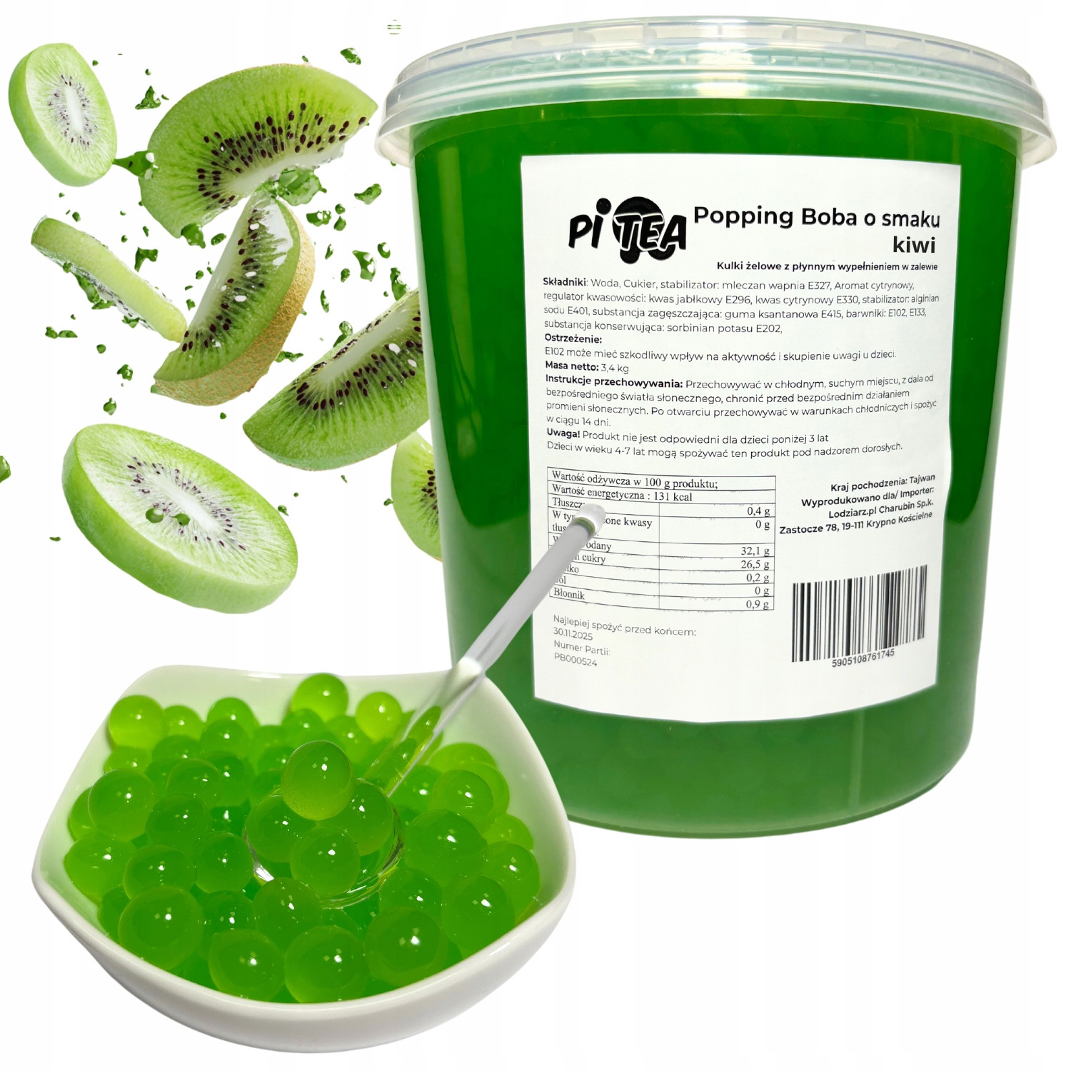 Kuličky na Bubble Tea Popping Boba Velké 3,4 kg Kiwi