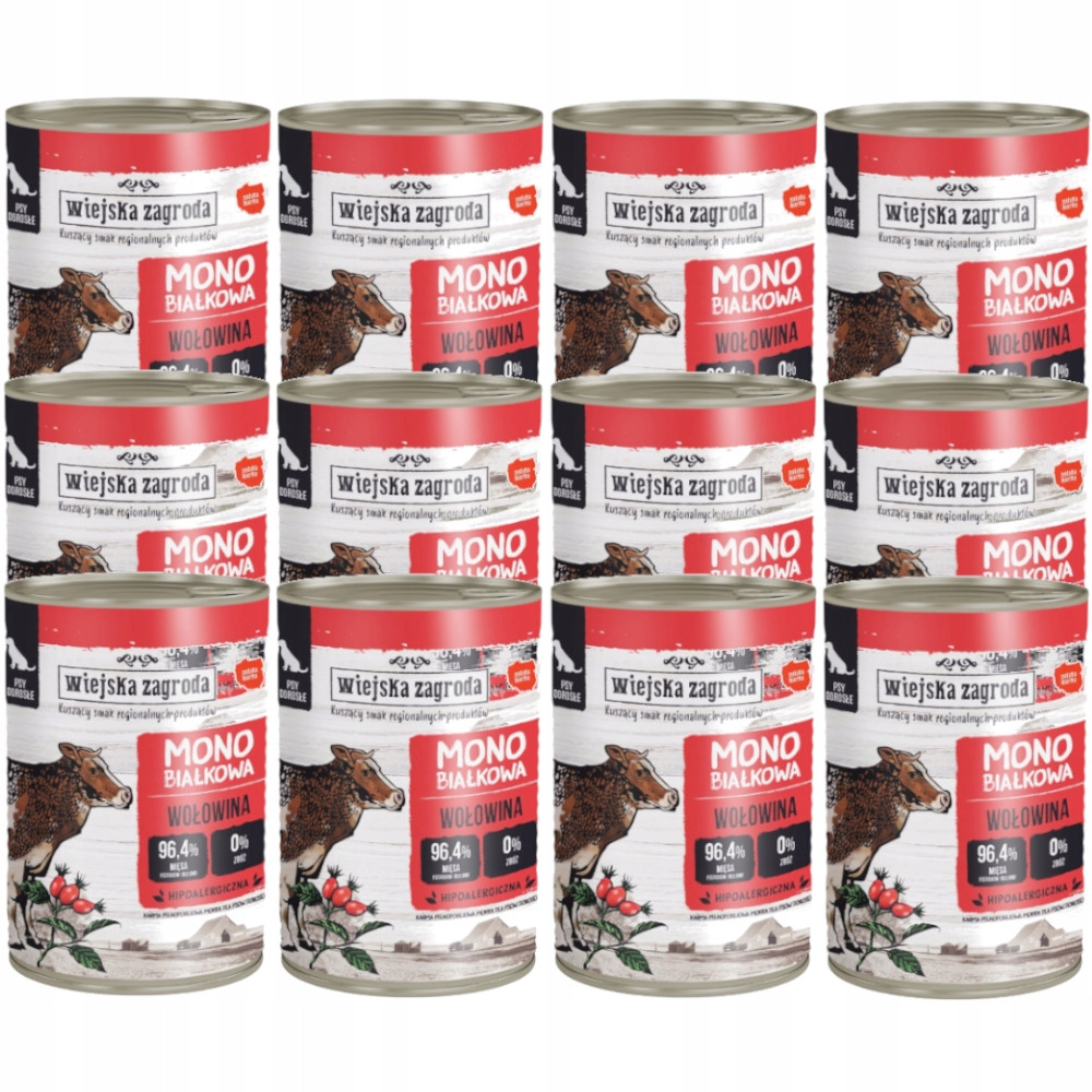 Wiejska Zagroda Monoproteinové Krmivo Mokré Pro Psa S Hovězím 12x400g