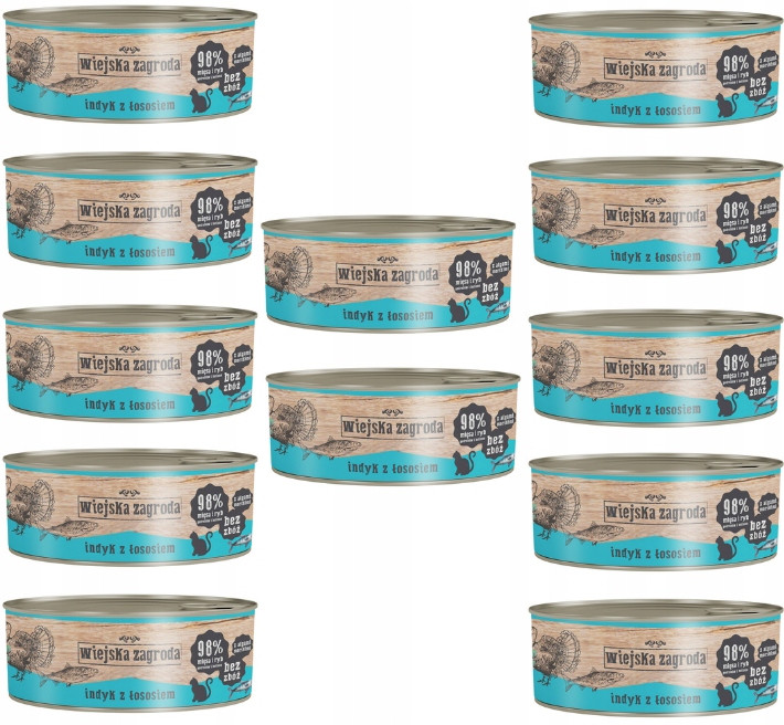 Wiejska Zagroda kočka Krůta s Lososem 12x85g Plechovky