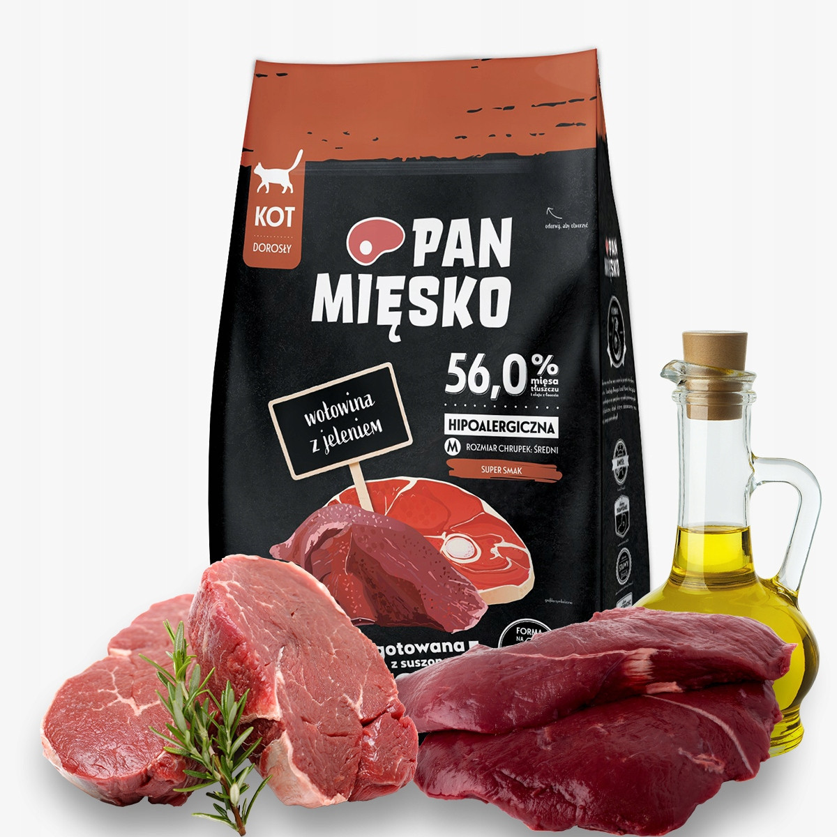 Pan Mięsko Hovězí s Jelenem 5kg suché pro kočky křupky M