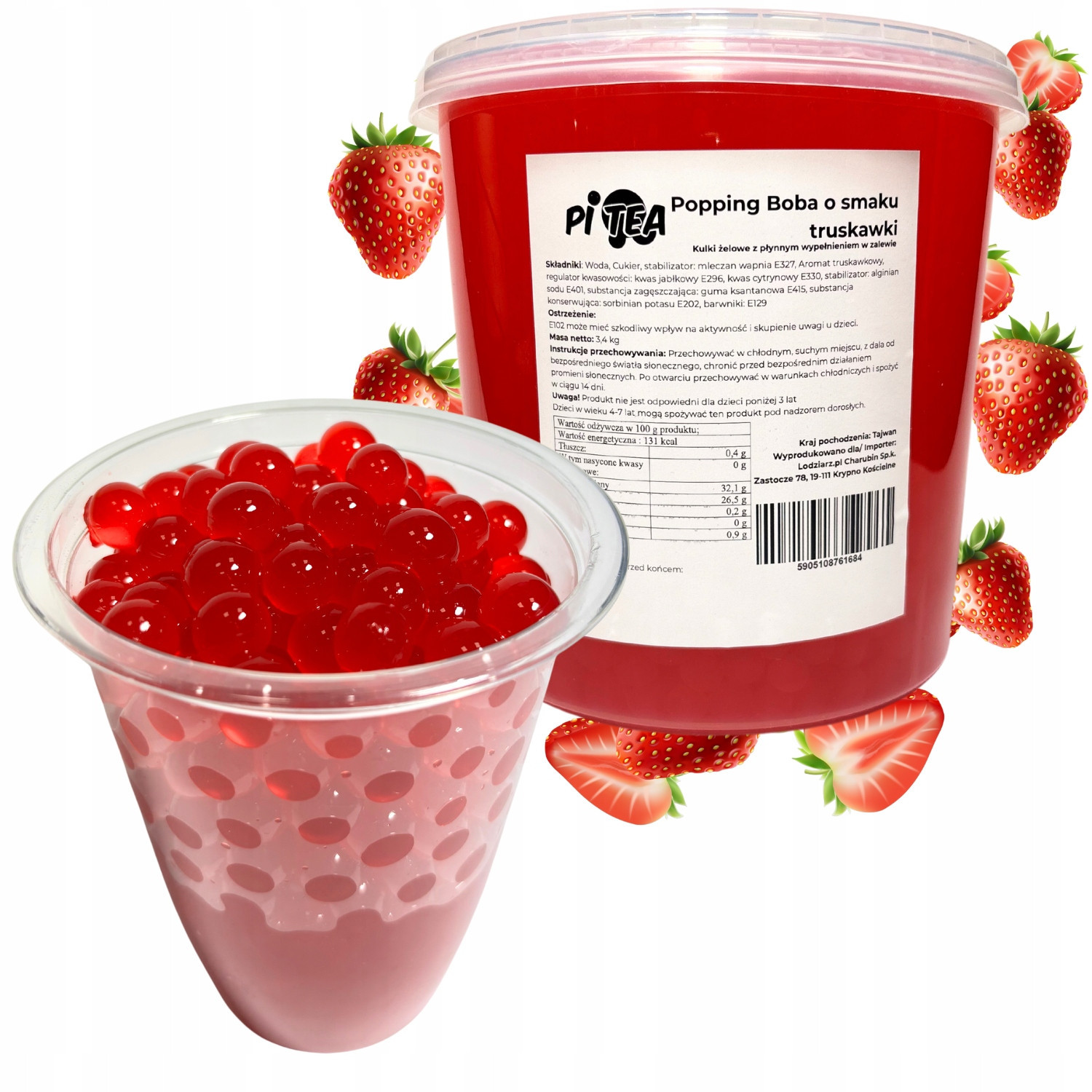 Kuličky na Bubble Tea Popping Boba Velké Jahoda 3,4 kg Jahodové