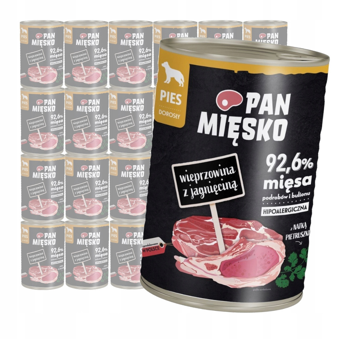 Pan Mięsko Vepřové Jehněčí Vlhké Krmivo Pro Psa 24x400g