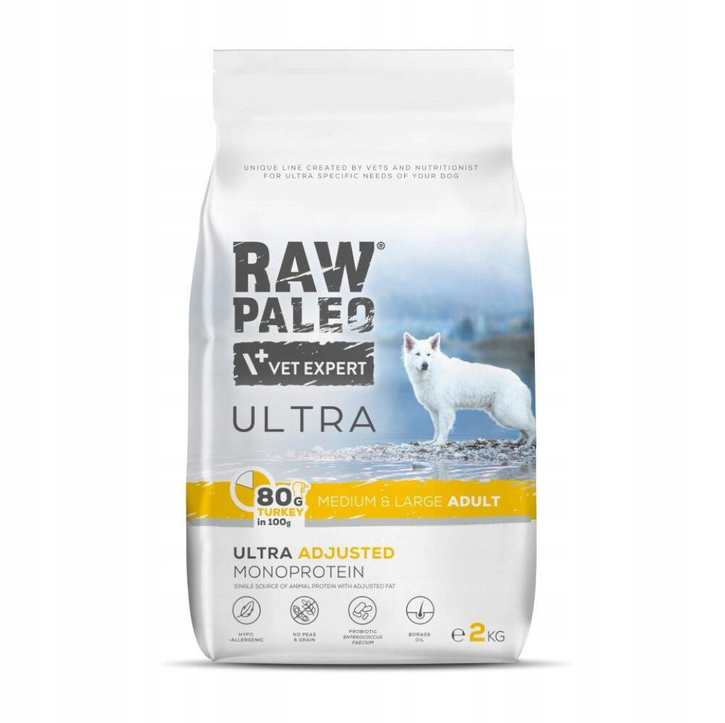 Raw Paleo Ultra Medium & Large Adult Turkey 2kg Krůta pro malá plemena