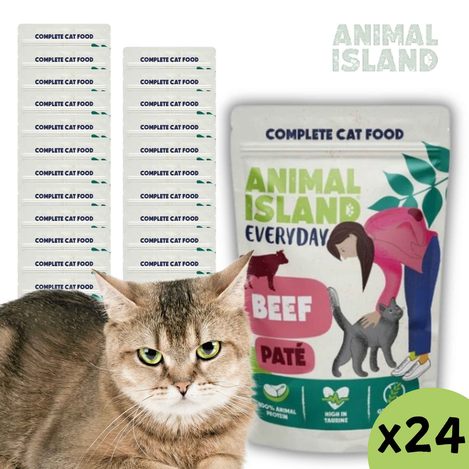 Animal Island Sáčky Everyday 85 g Hovězí Paštika pro kočky 24x85 g