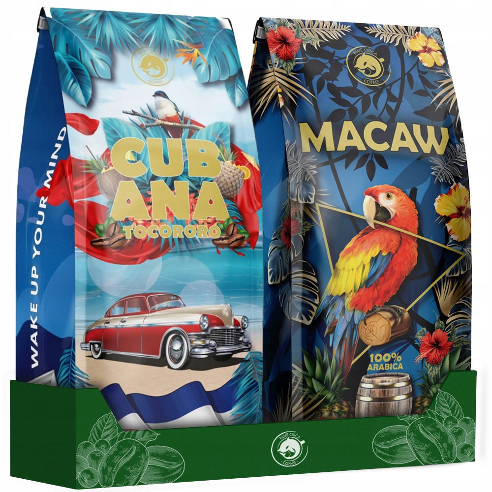 Káva zrnková 1kg x2 Čerstvě Pražená Cubana Macaw 100% Arabica Dárek