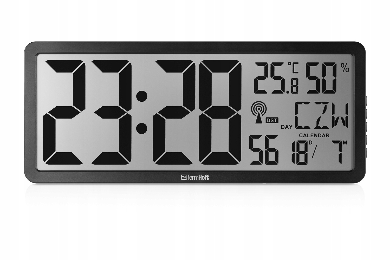 Nástěnné hodiny Teploměr Kalendář Alarm Vlhkoměr Auto Dcf TermHoff TH-CK1