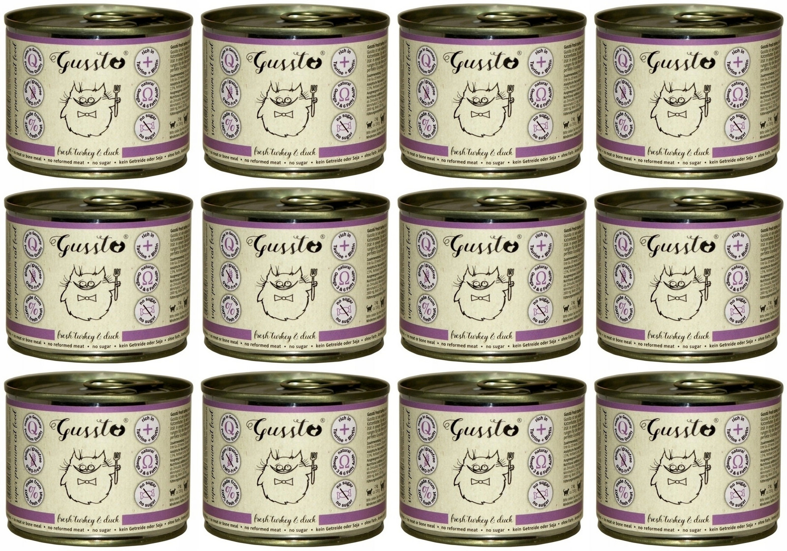 Gussto Cat Čerstvá krůta a kachna 12 x 200 g