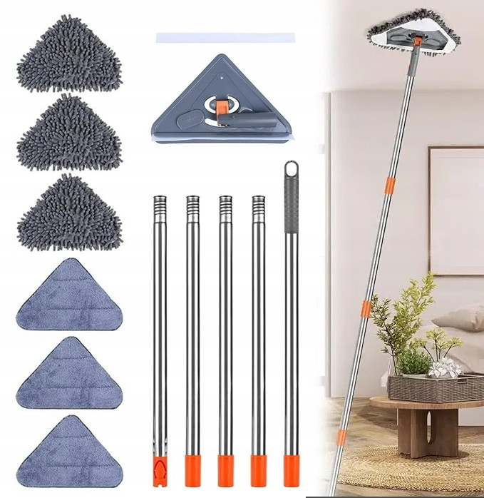 Nastavitelný Trojúhelníkový 360° Čisticí Mop Pro Čištění Podlah A Oken