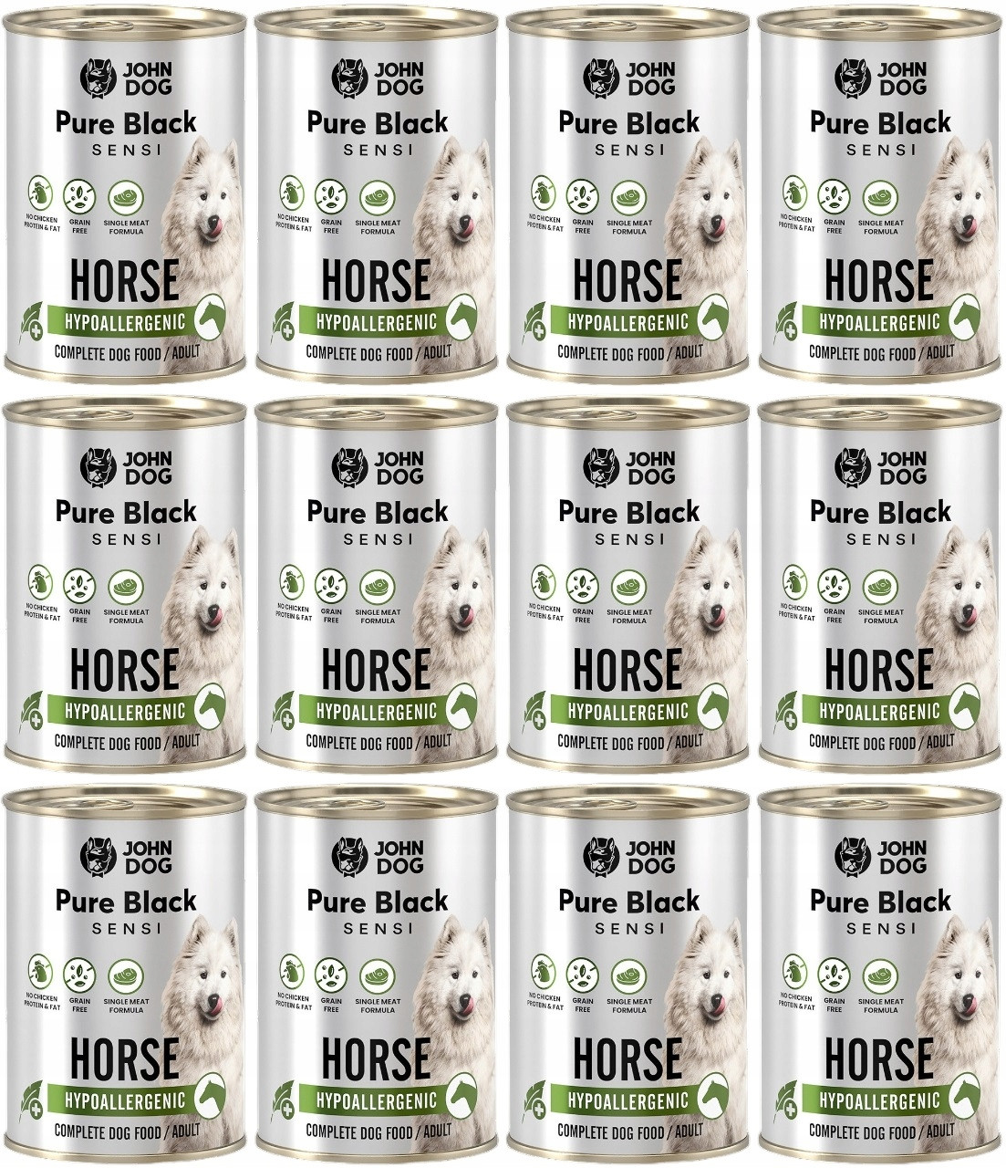 John Dog Pure Black Sensi Horse 12 x 400 g