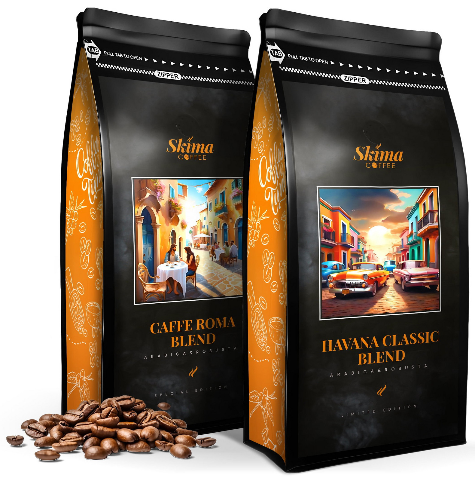 Káva zrnková 2x1kg Caffe Roma Blend/havana Classic Blend čerstvá Dárek
