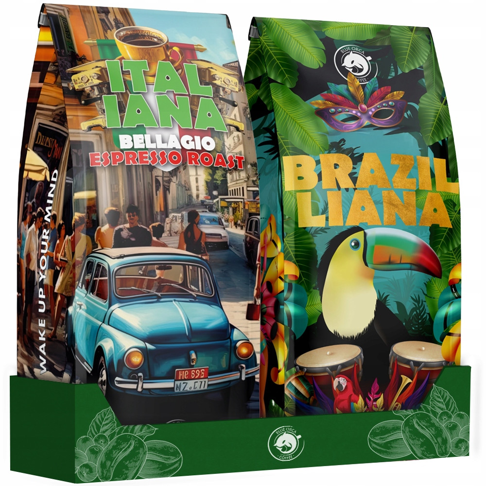 Káva zrnková 1kg x2 Čerstvě Pražená Z Pražírny Kávy Blue Orca Dárek