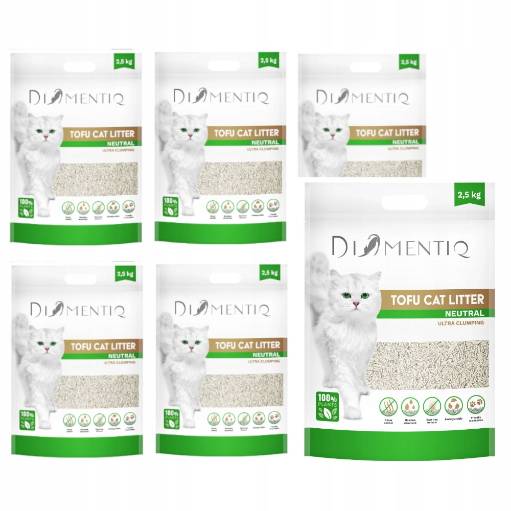 Stelivo pro kočky ekologické hrudkující tofu Přírodní Diamentiq 6x2,5kg