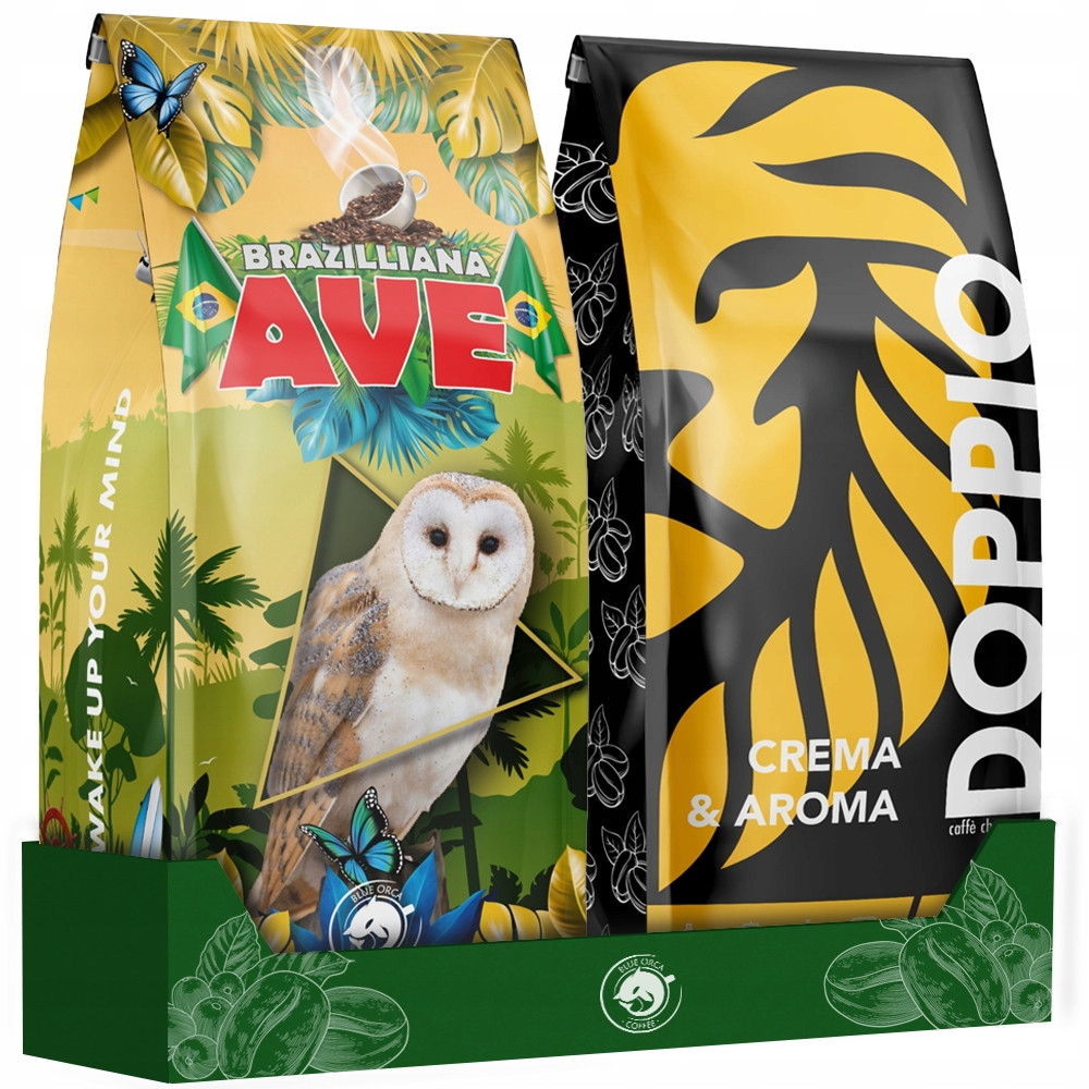 Káva zrnková 1kg x2, Ave Doppio Crema Čerstvě pražená Blue Orca Dárek