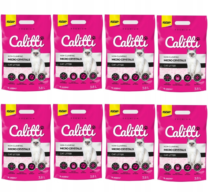 Calitti Micro Stelivo Jemné bezprašné Antibaketivní pro kočky 8x3,8L Set