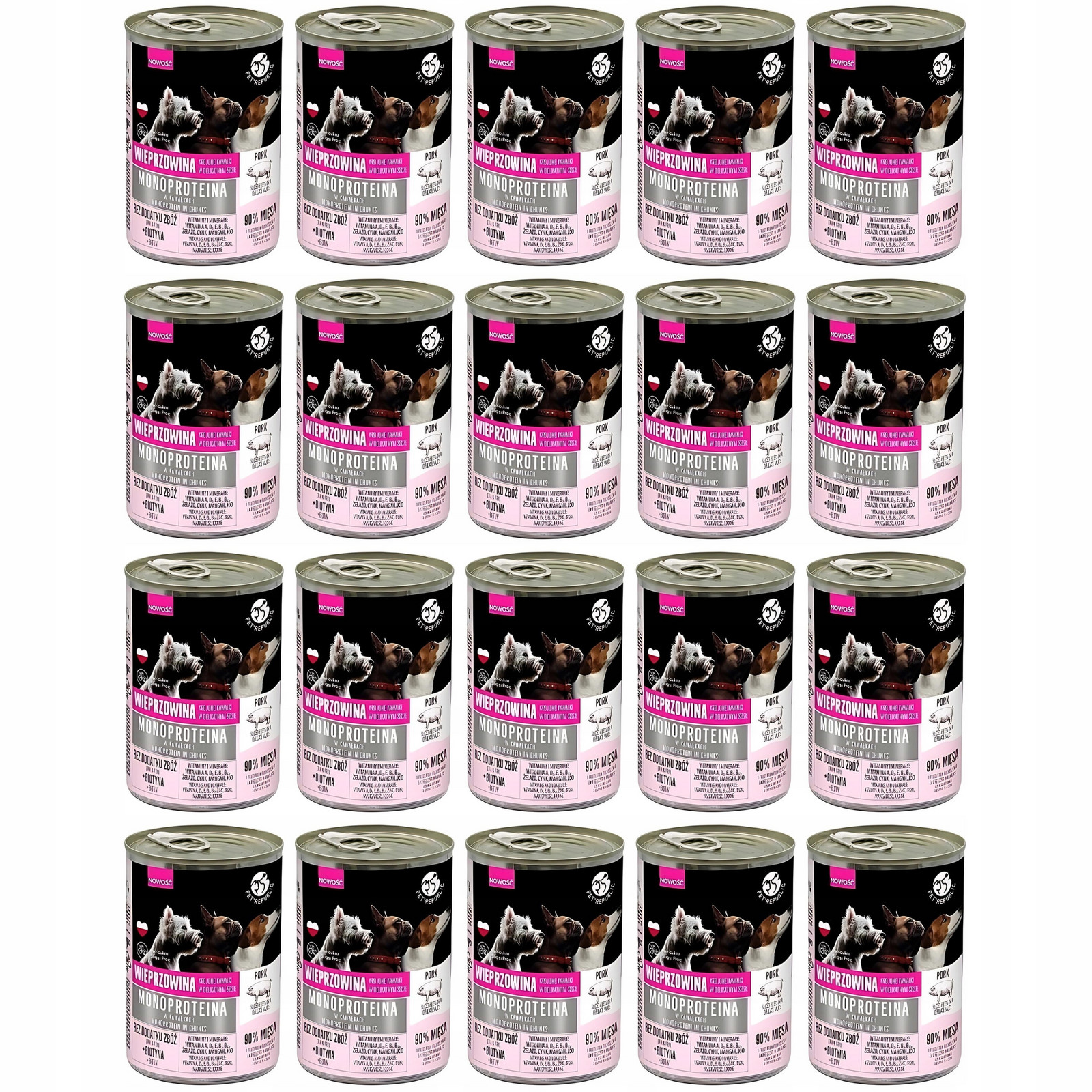 Krmivo mokré Monoproteinové pro psa Vepřové v omáčce 20x400g Petrepublic