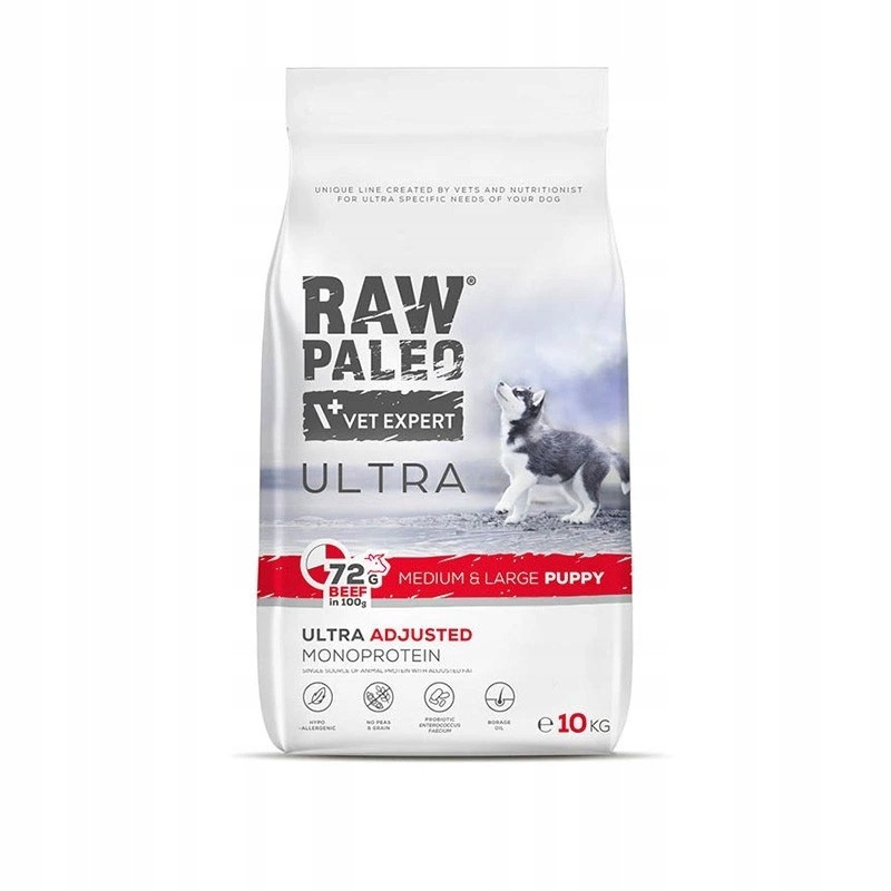 Raw Paleo Ultra Medium&Large Puppy Beef suché krmivo pro štěňata 10 kg