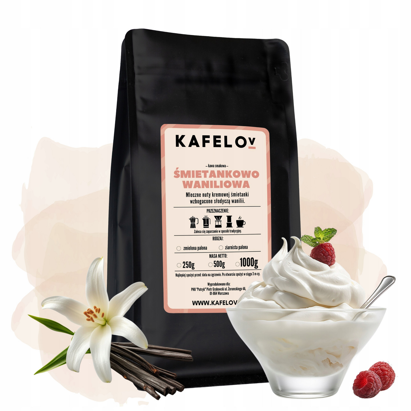 Káva Kafelov Smetanová Vanilková 1000G zrnková