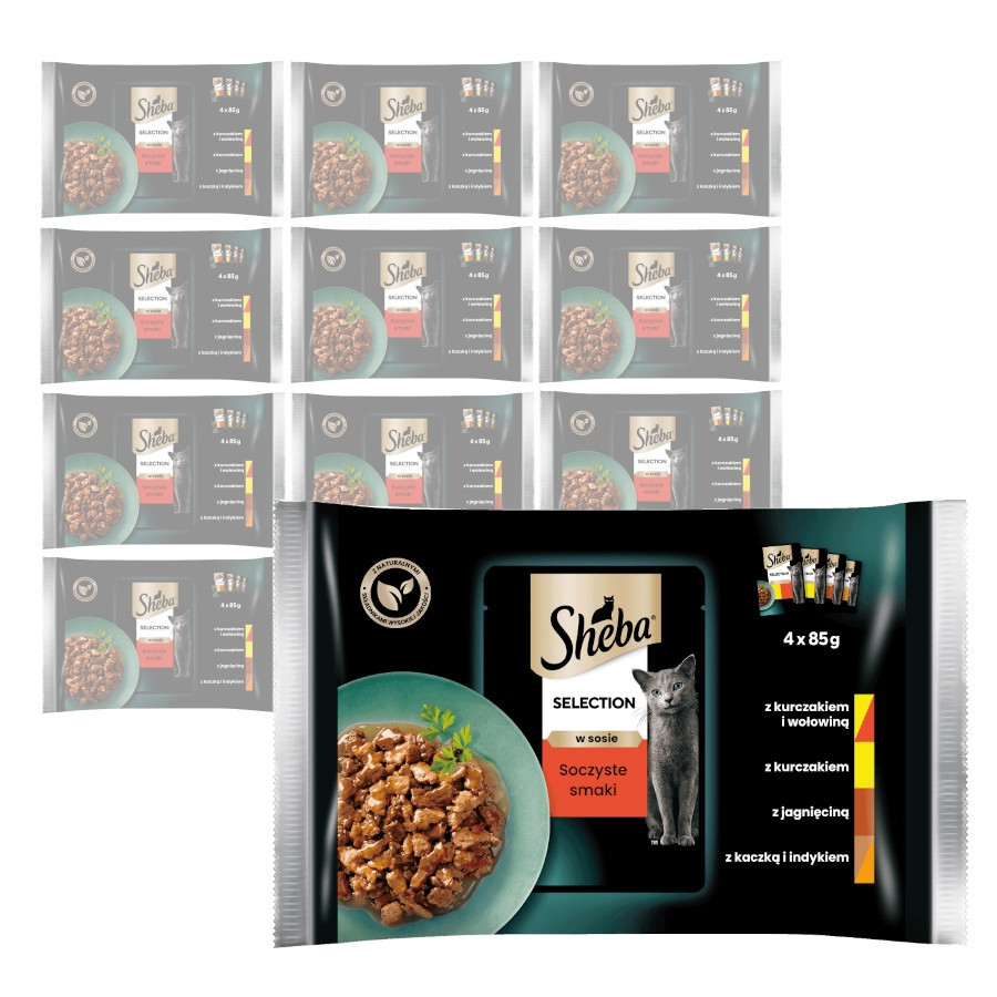 Sheba Selection in Sauce Šťavnaté Příchutě 52 Ks Krmivo Pro Kočky Mix Chutí