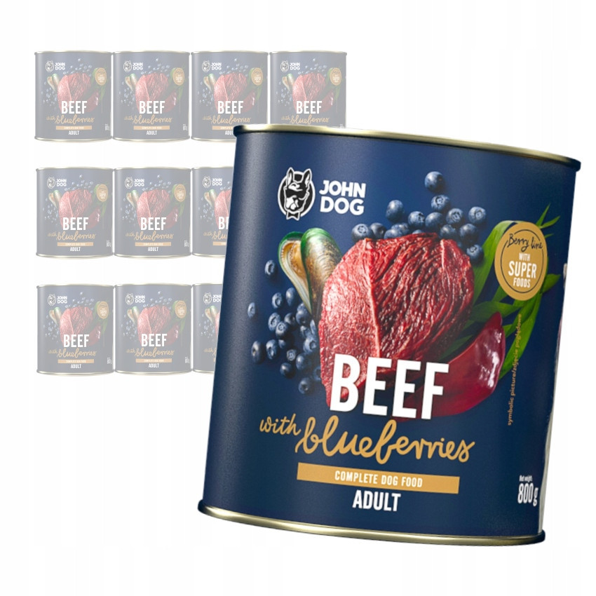 John Dog Adult krmivo Hovězí S Borůvkami 12x800g
