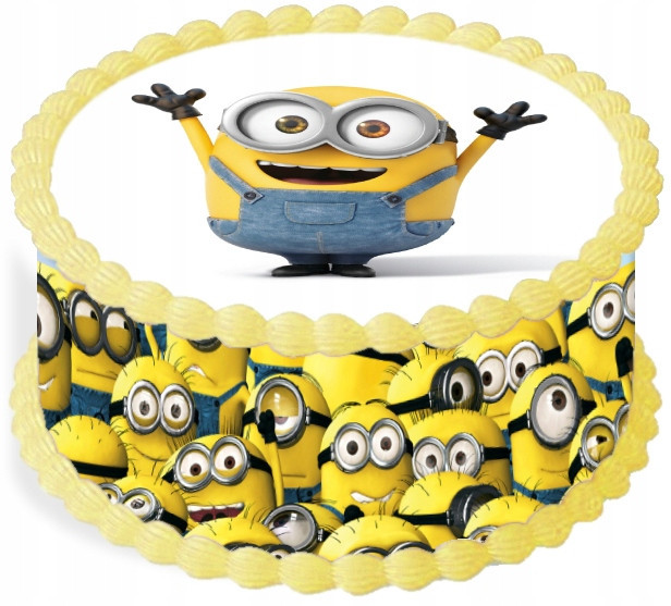 oplatek na dort 14 cm Mimoni Narozeniny Party