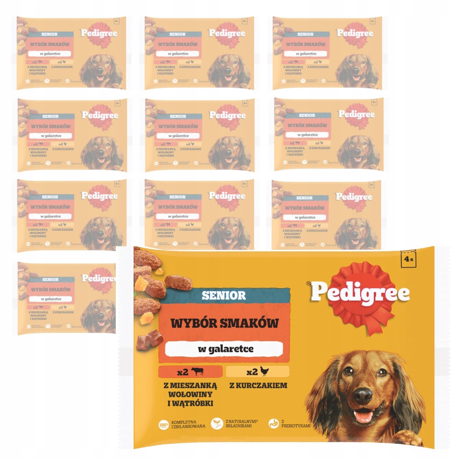 Pedigree Senior Výběr příchutí 32x100g Vlhké Krmivo pro psy v želé