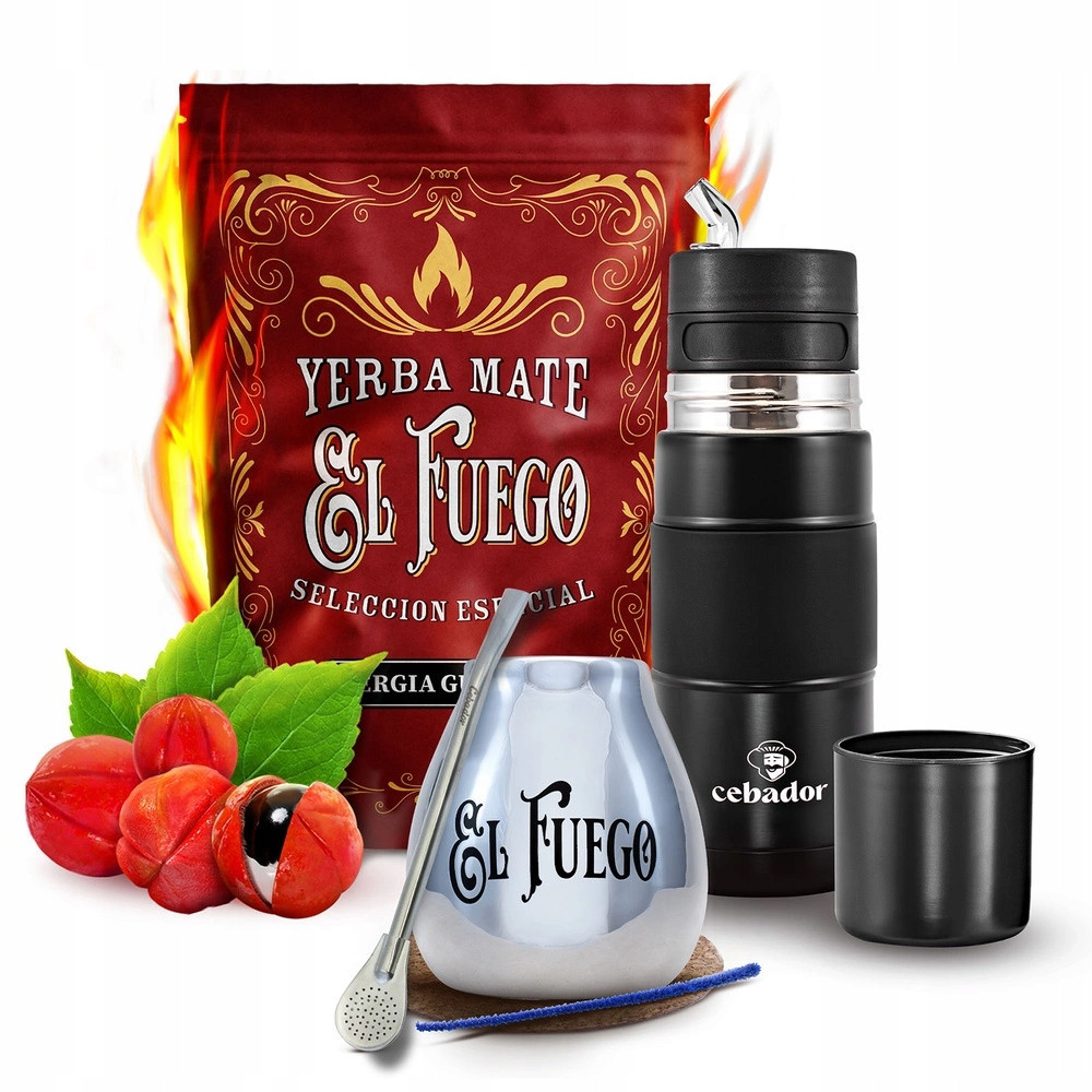 Set Yerba Mate El Fuego Energie Yerbomos X Cebador 500g 0,5kg